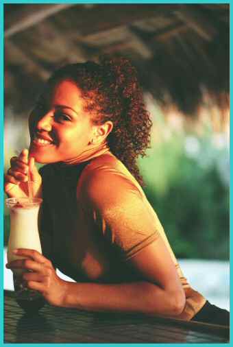 image: female college student drinking at the bar