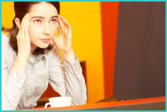 image: young female with headache from too much partying
